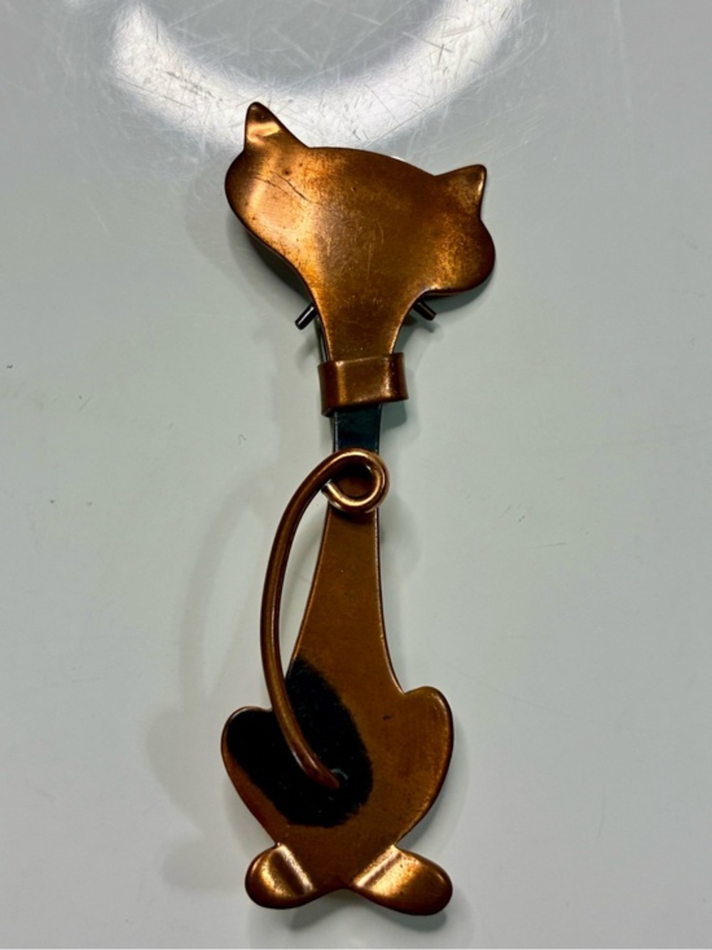 VTG Otto Robert Bade Copper Cat Brooch Pin Lightweight Feline Lover 50s 60s